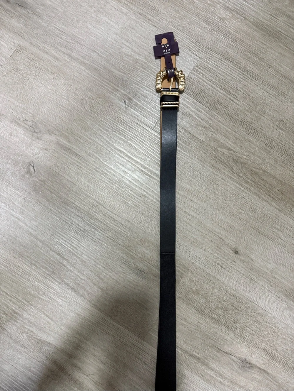 Ava & Viv Black Belt with Sculpted Gold Buckle